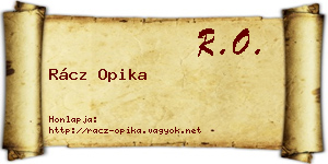 Rácz Opika névjegykártya
